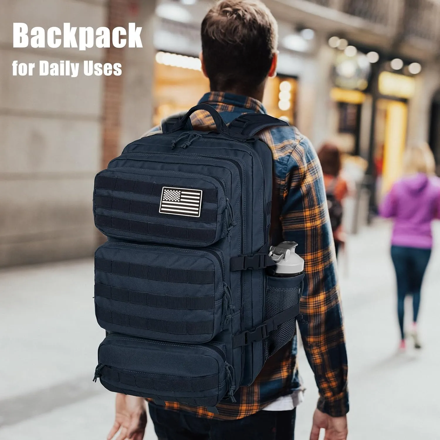Military Tactical Backpack 50L Large Day Backpack for Men Molle Army 3 Days Assault Pack Bug Out Bag Water Resistant and Heavy Duty Hiking Treeking Rucksack - Dark Blue