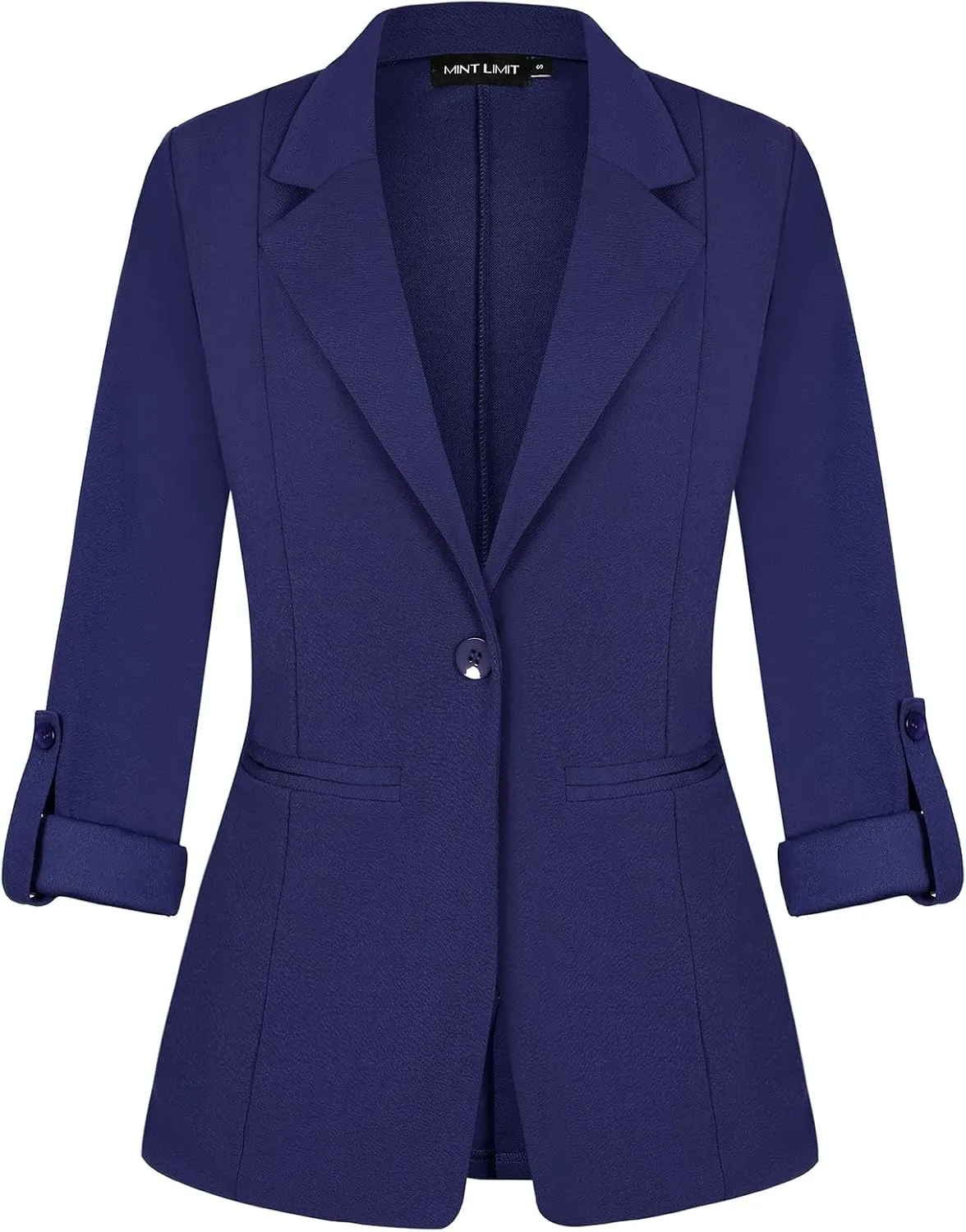 MINTLIMIT Womens Casual Blazers Button Front 3/4 Roll-up Sleeve Notched Lapel Business Work Blazer Jacket with Pockets