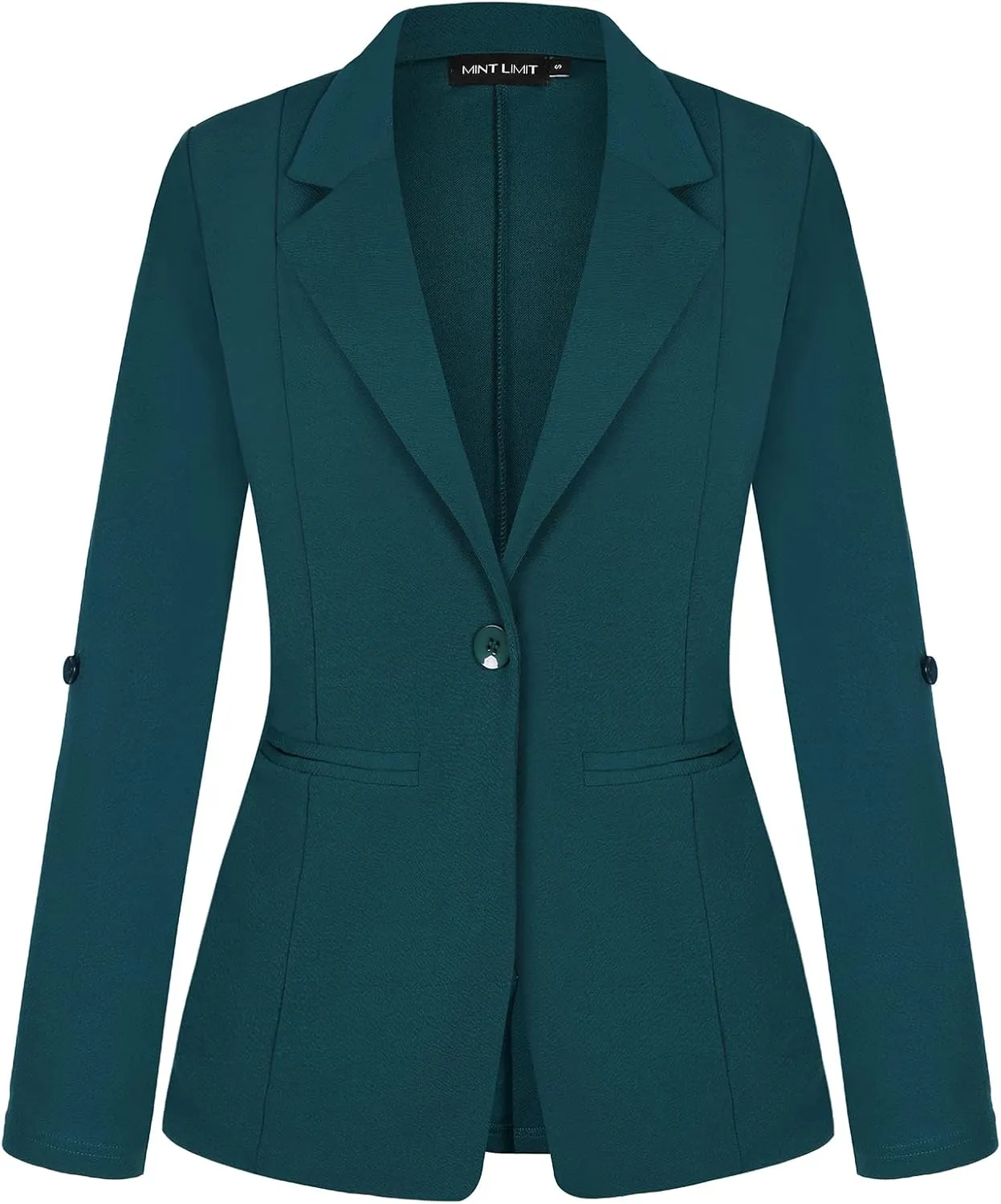MINTLIMIT Womens Casual Blazers Button Front 3/4 Roll-up Sleeve Notched Lapel Business Work Blazer Jacket with Pockets
