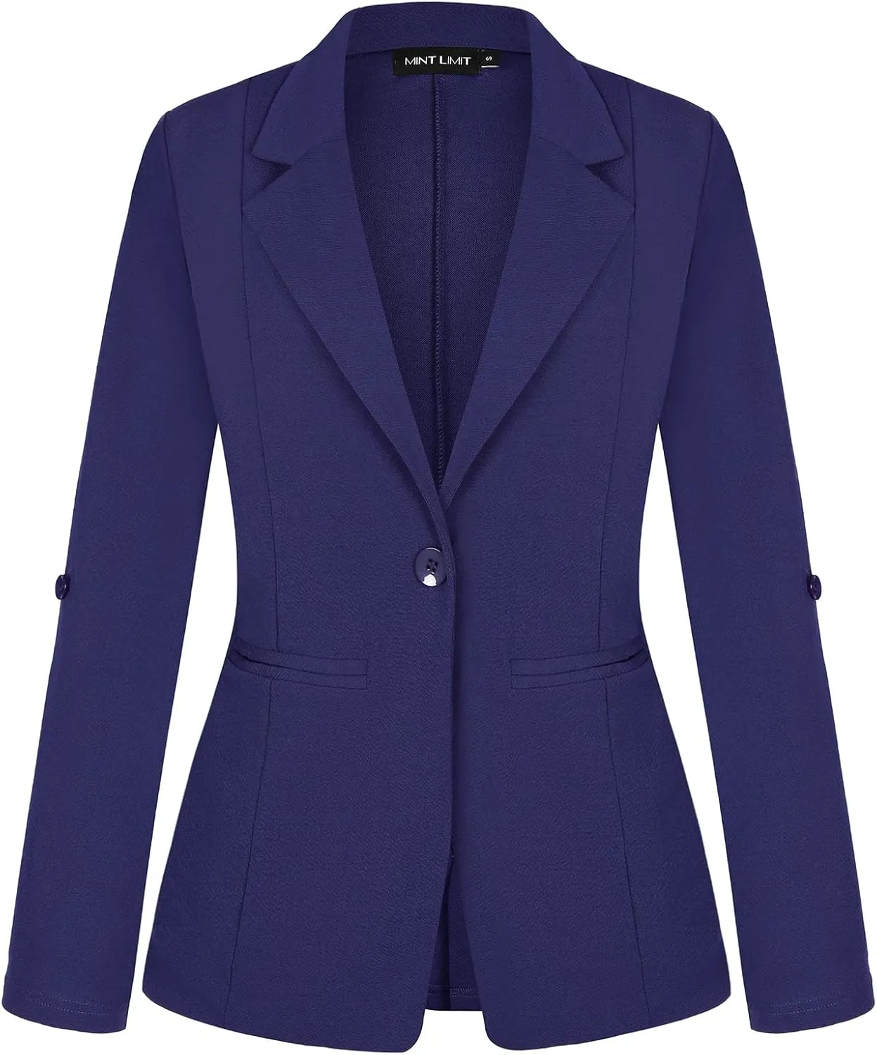 MINTLIMIT Womens Casual Blazers Button Front 3/4 Roll-up Sleeve Notched Lapel Business Work Blazer Jacket with Pockets