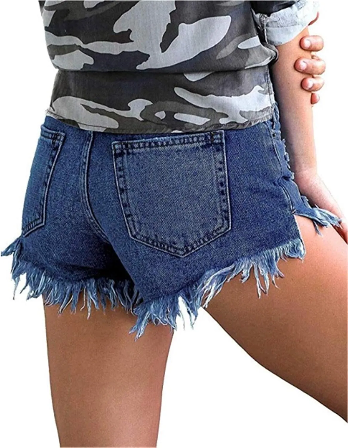MODARANI Women's Cut Off Denim Jean Shorts Ripped Distressed