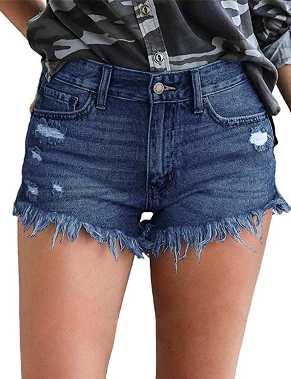 MODARANI Women's Cut Off Denim Jean Shorts Ripped Distressed