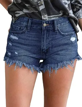 MODARANI Women's Cut Off Denim Jean Shorts Ripped Distressed