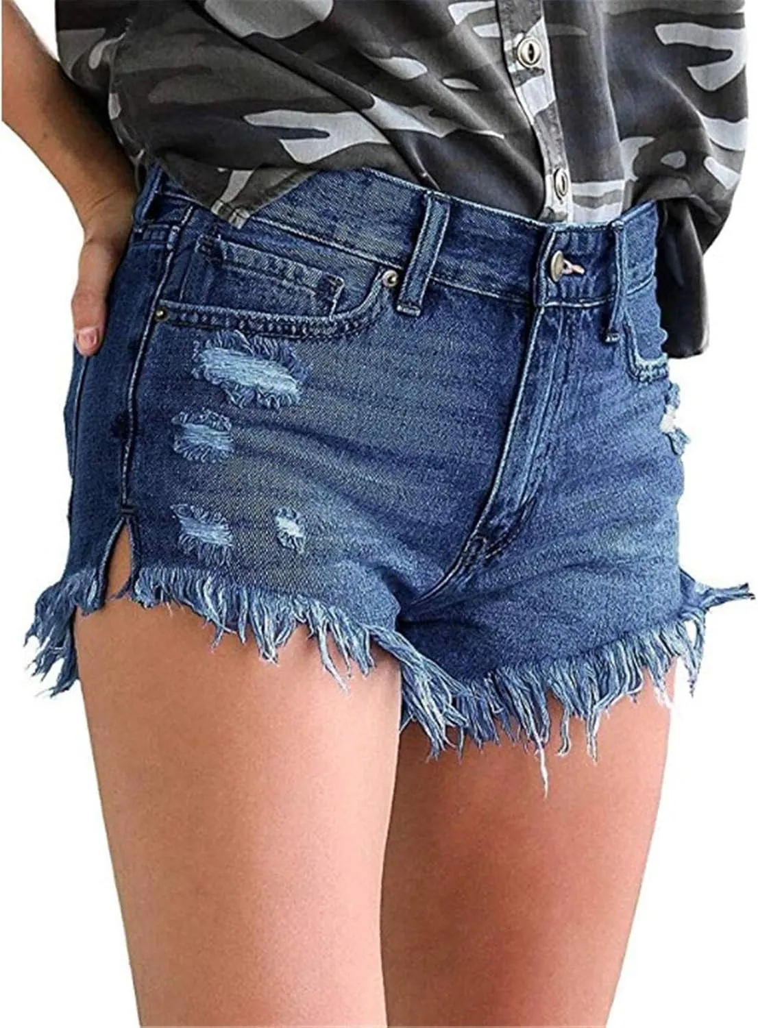 MODARANI Women's Cut Off Denim Jean Shorts Ripped Distressed