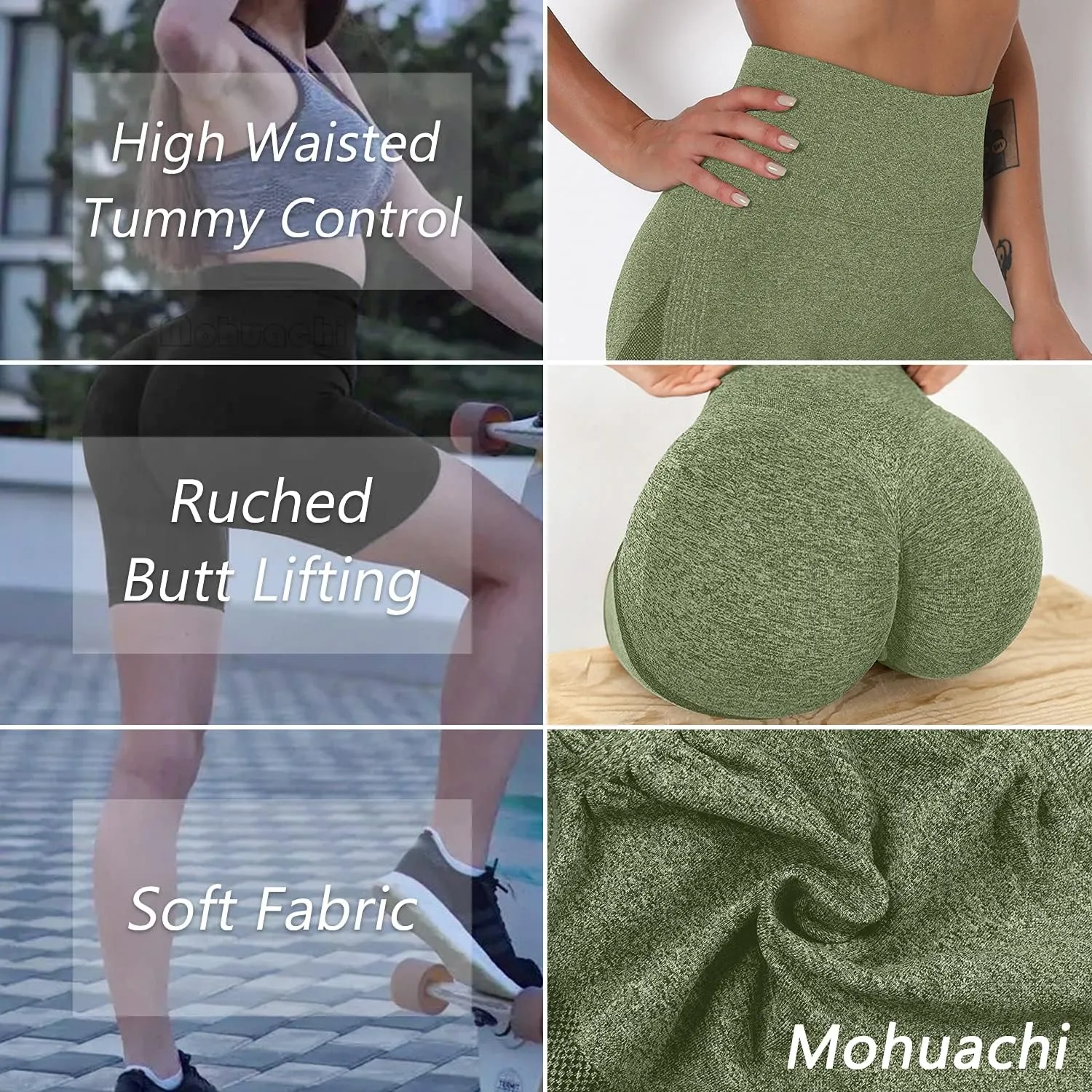 MOHUACHI Butt Lifting Shorts for Women High Waist Workout Biker Shorts Scrunch Booty Yoga Shorts TIK Tok Gym Leggings