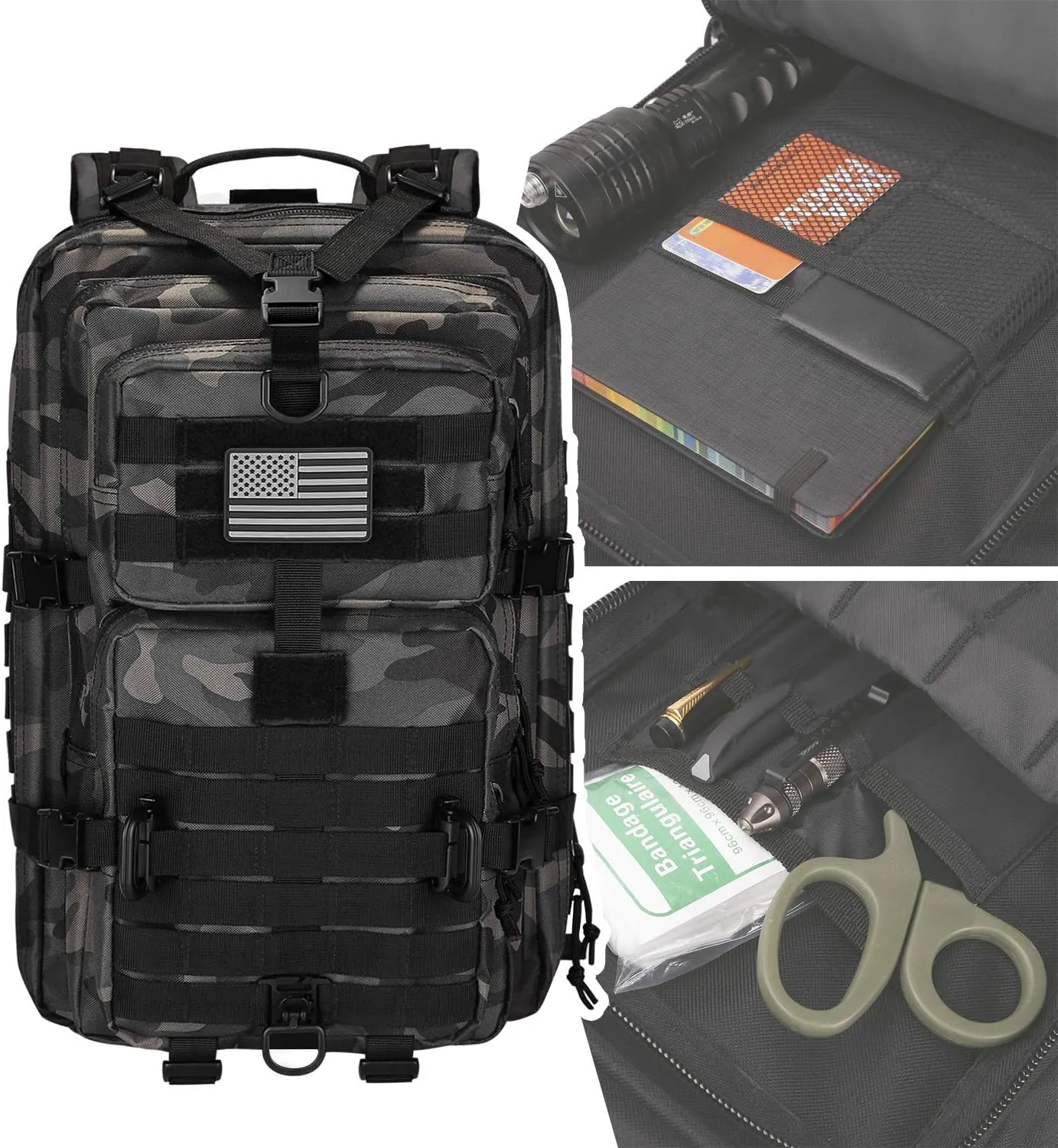 MOLLE Assault Pack, Tactical Backpack Military Army Camping Rucksack, 3-Day Pack