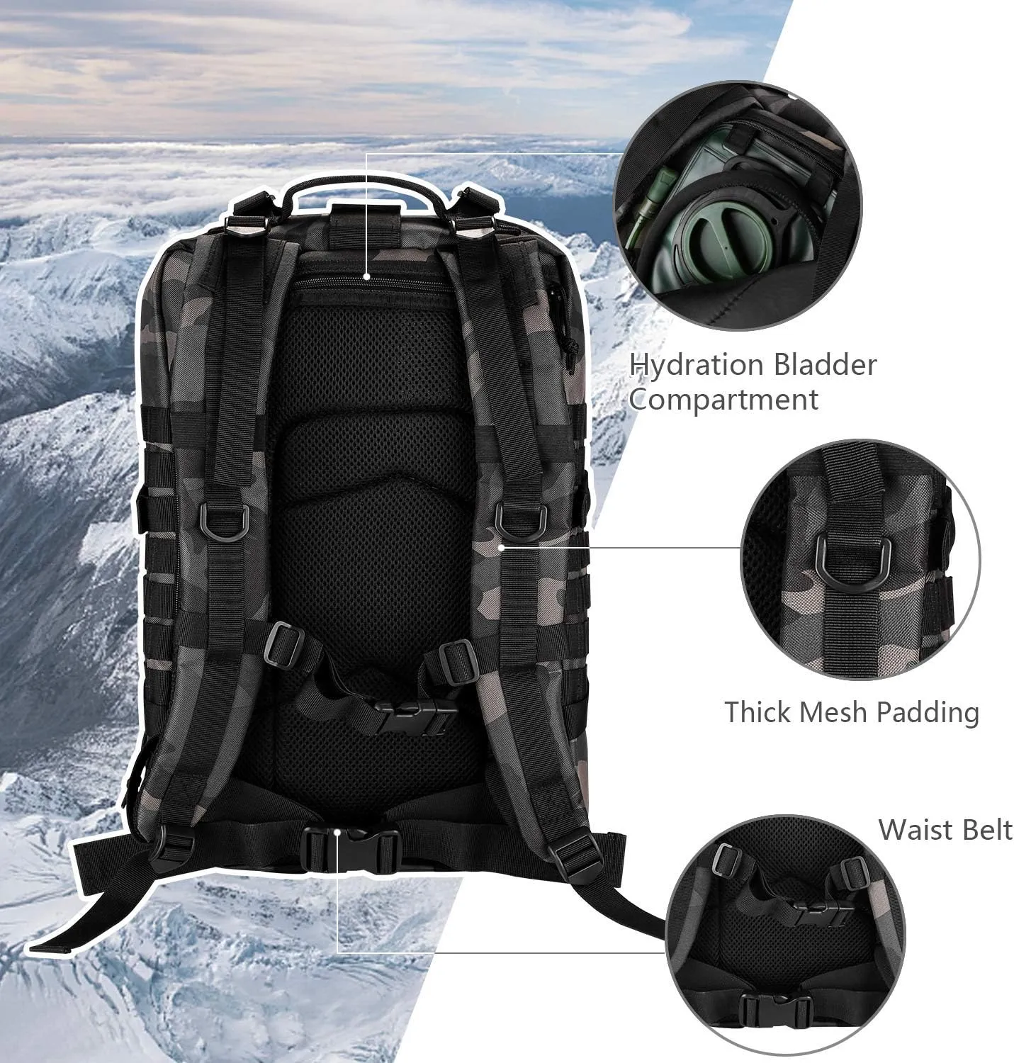 MOLLE Assault Pack, Tactical Backpack Military Army Camping Rucksack, 3-Day Pack