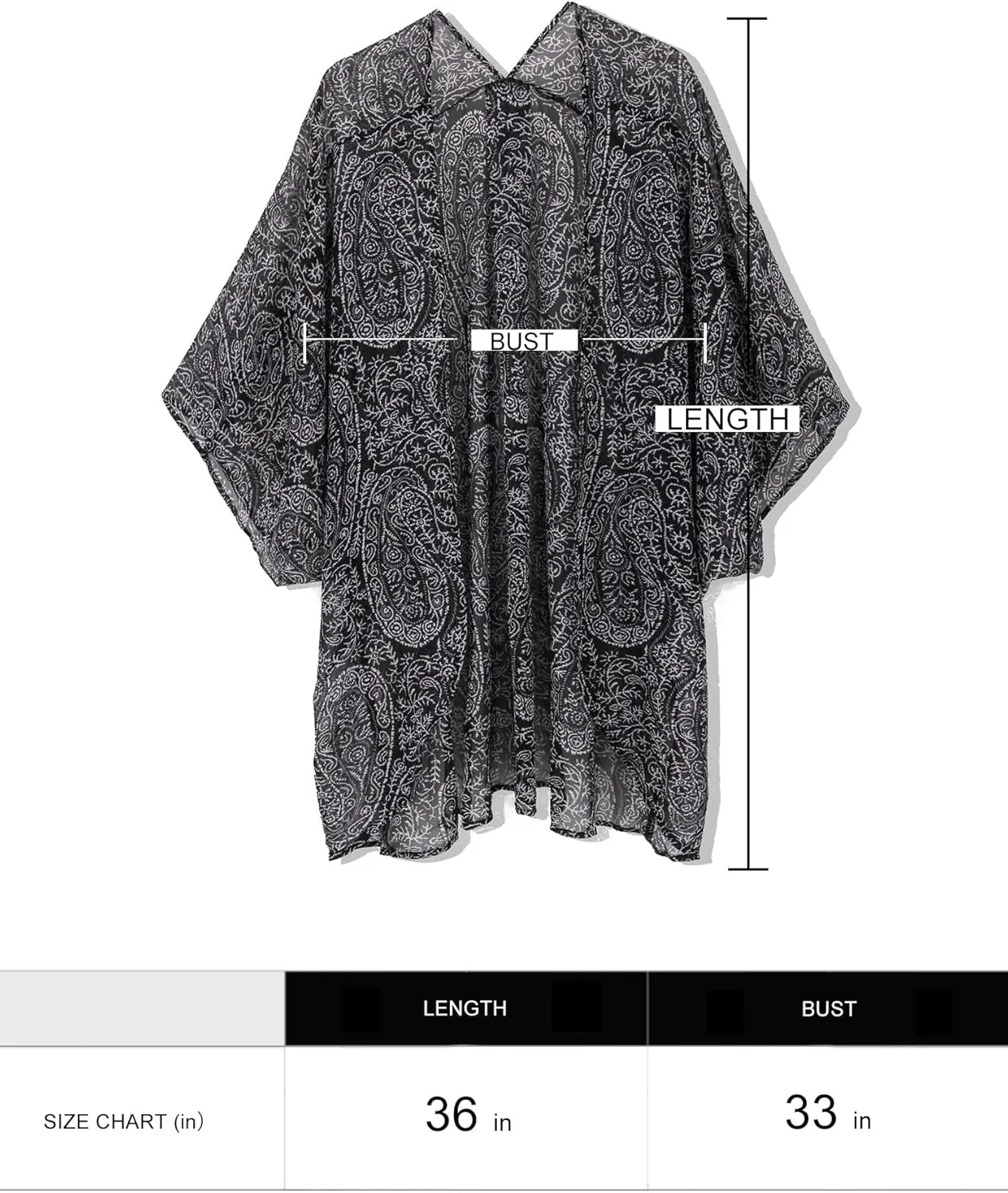 Moss Rose Women's Beach Kimono Coverup Sheer Chiffon Cover Ups, Casual Loose Open Front Cardigan Tops