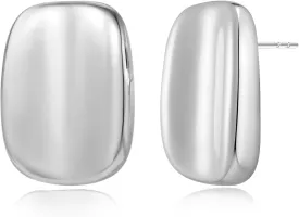 MUYAN Chunky Thick Earrings for Women,Gold Silver Polished Earrings Lightweight Everyday Jewelry