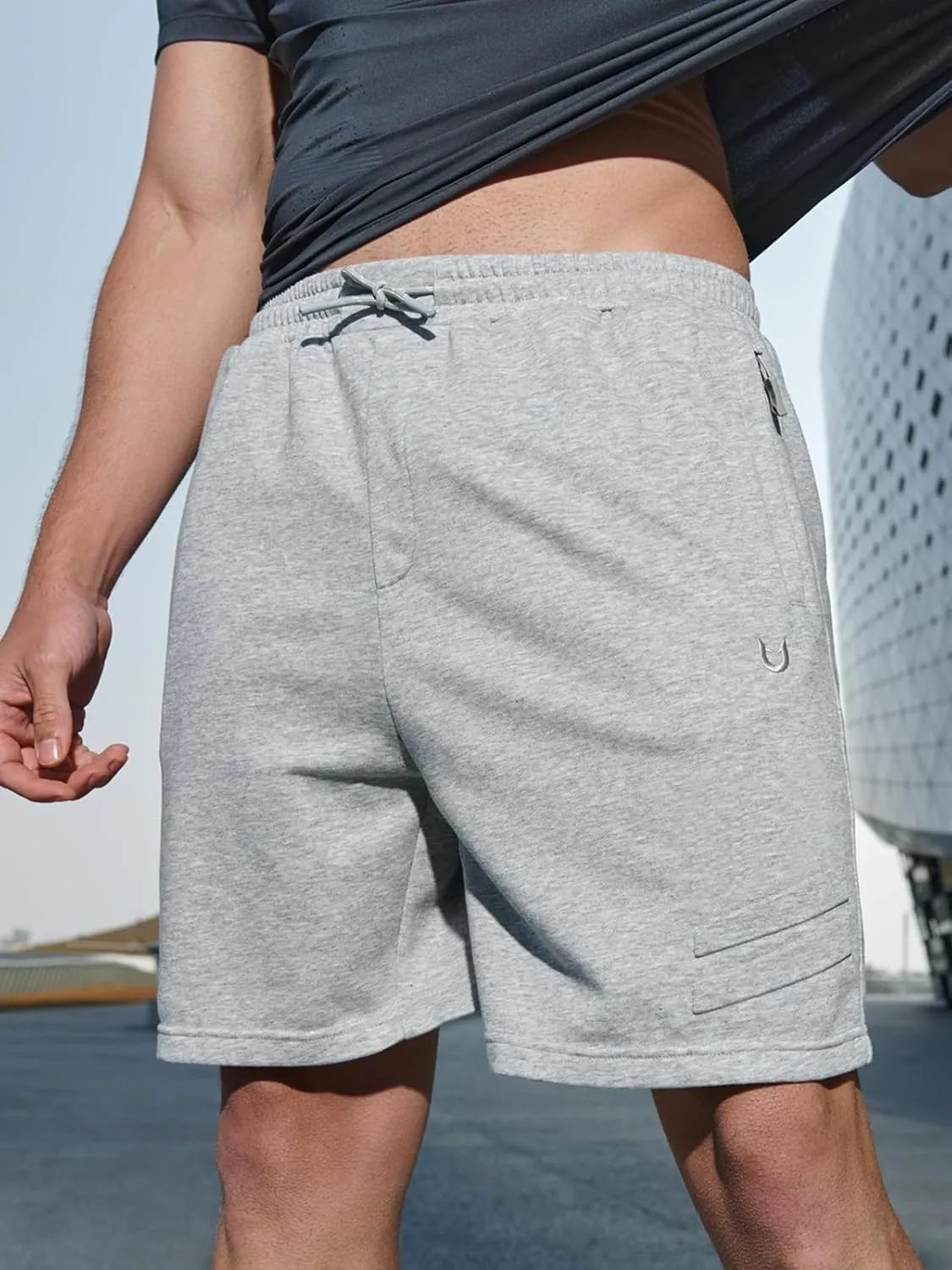 NORTHYARD Men's Athletic Running Shorts Cotton Casual Shorts with Zipper Pockets 7" Workout Gym Sweat Shorts