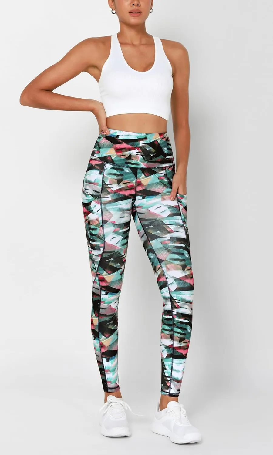 ODODOS Women's High Waisted Yoga Leggings with Pockets, Tummy Control Non See Through Workout Athletic Running Yoga Pants