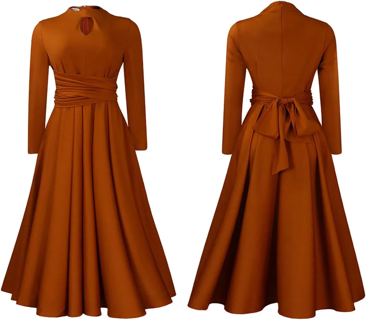 Pleated Maxi Dress for Women African High Waist Big Swing Fall Dresses Plus Size