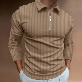 Polo Shirts for Men Golf Shirts Long Sleeve Zip Up Lapel Business Smart Casual Tops Henley V Neck Rugby