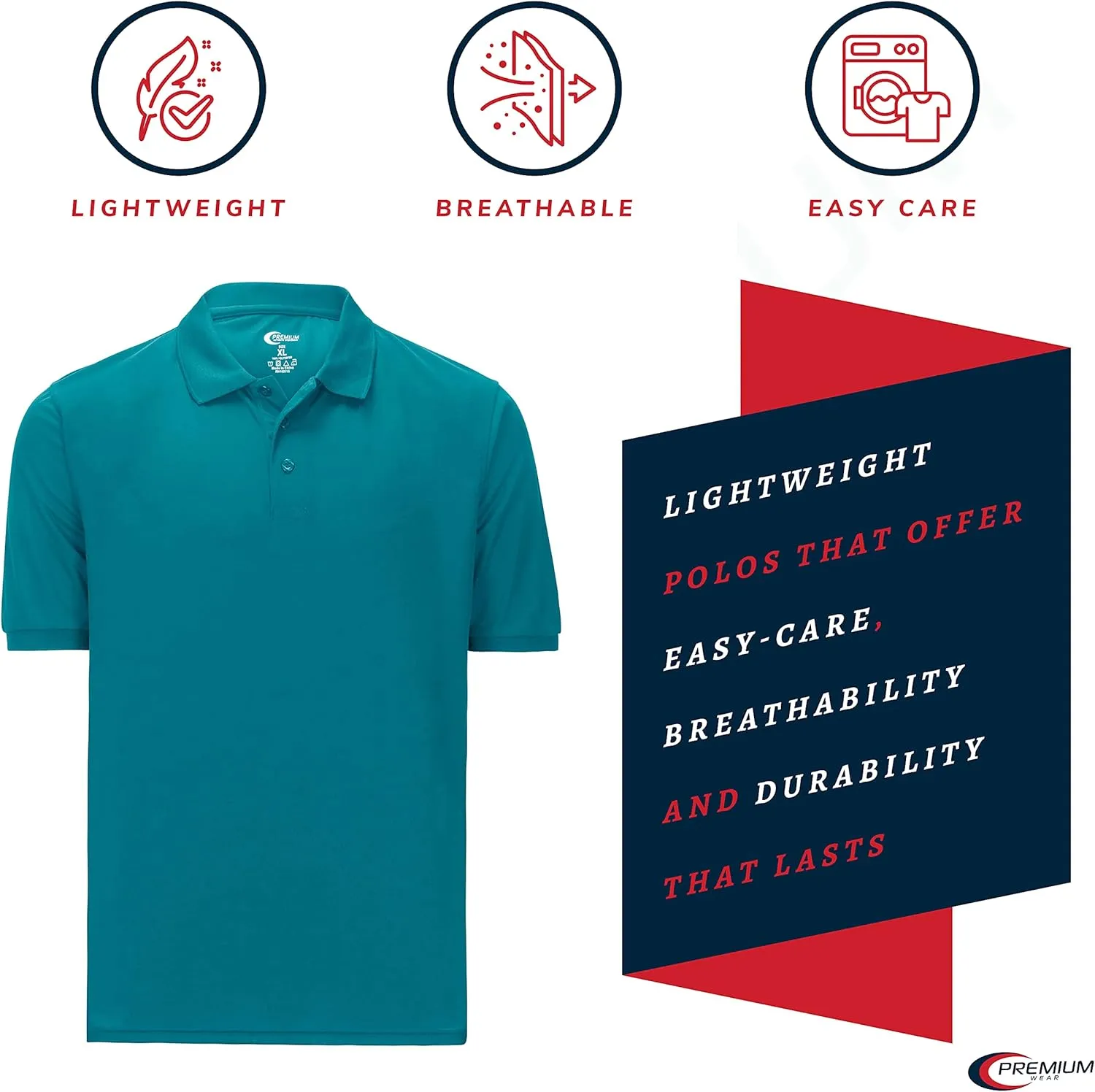 Premium Wear Boys High Moisture Wicking Polo T Shirts