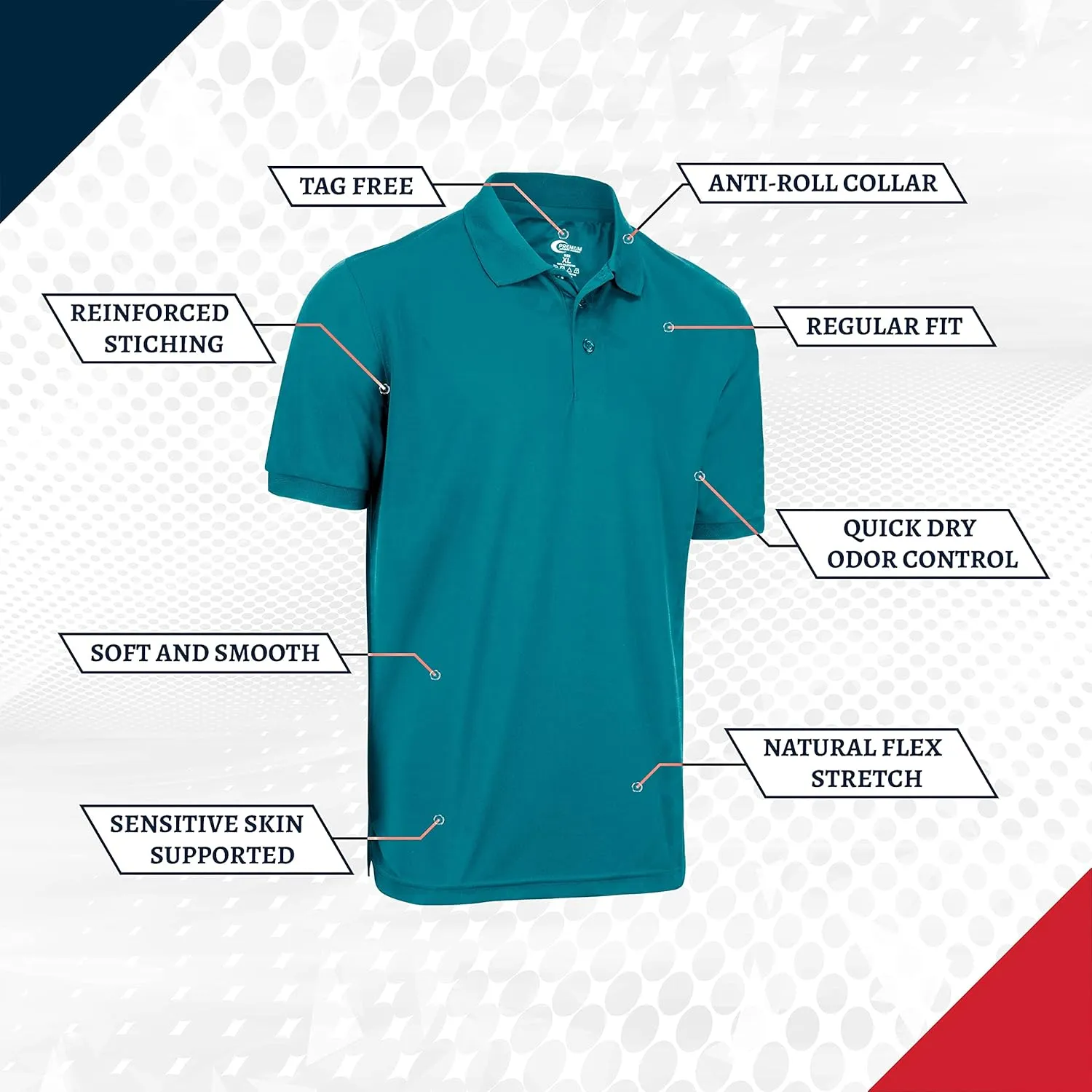 Premium Wear Boys High Moisture Wicking Polo T Shirts