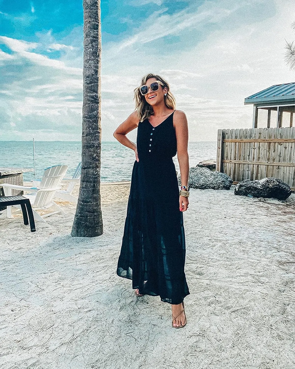 PRETTYGARDEN Sundress for Women 2025 Summer Spaghetti Strap Sleeveless High Waist Beach Long Maxi Dresses