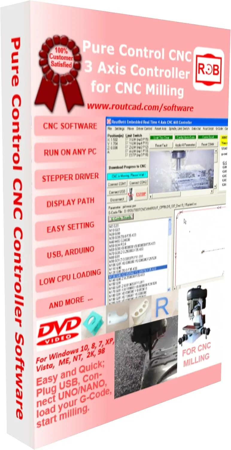 RoutBot 4 Axis CNC Milling Controller CNC 3018 3020 1610 Standard Software integrated easy to use tutorial videos.