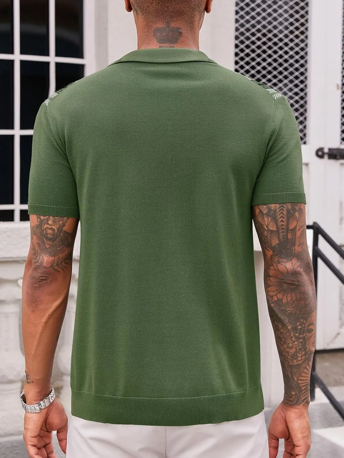 Runcati Mens Knit Polo Shirts Vintage Casual Short Sleeve Shirt Golf Button Down Old Money Sweater