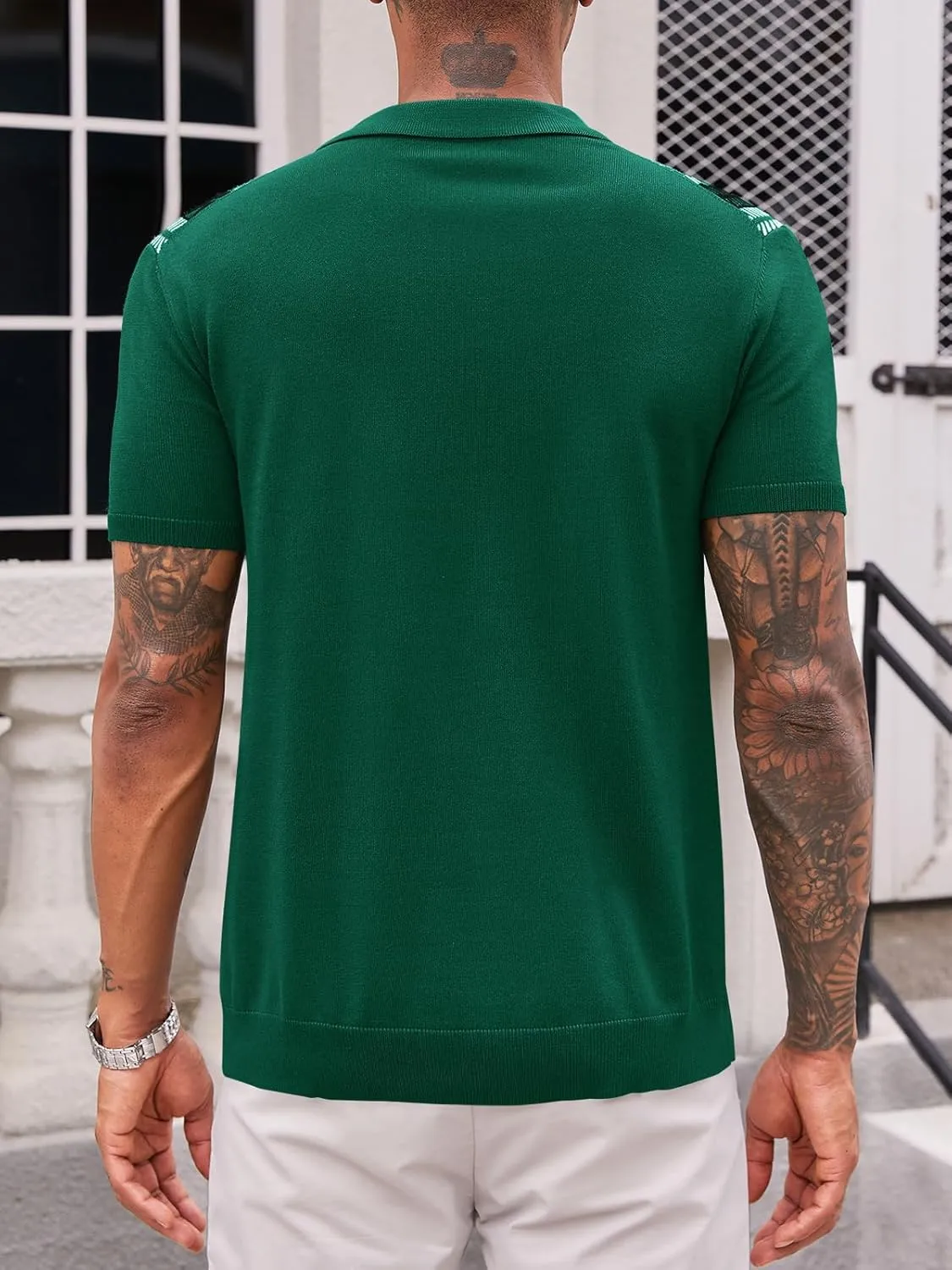 Runcati Mens Knit Polo Shirts Vintage Casual Short Sleeve Shirt Golf Button Down Old Money Sweater