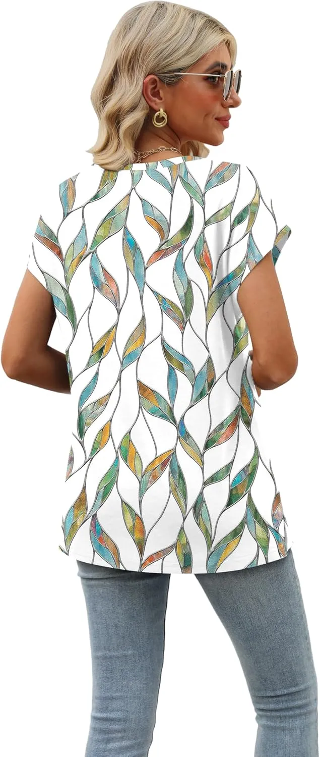 SAMPEEL Womens Summer Tops 2025 Cap Sleeve Trendy Tank Tops V Neck Loose Fit Shirts