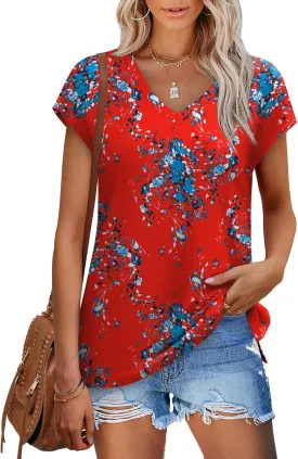 SAMPEEL Womens Summer Tops 2025 Cap Sleeve Trendy Tank Tops V Neck Loose Fit Shirts