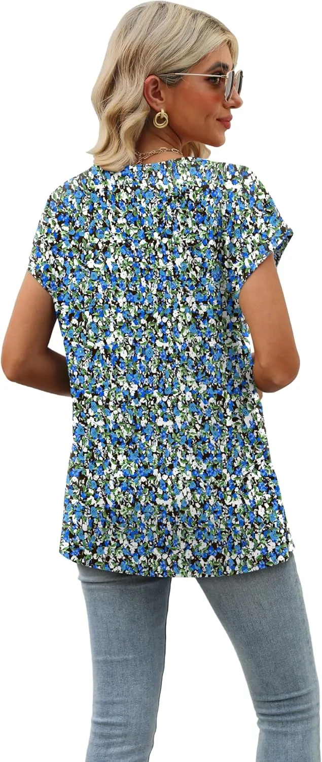SAMPEEL Womens Summer Tops 2025 Cap Sleeve Trendy Tank Tops V Neck Loose Fit Shirts