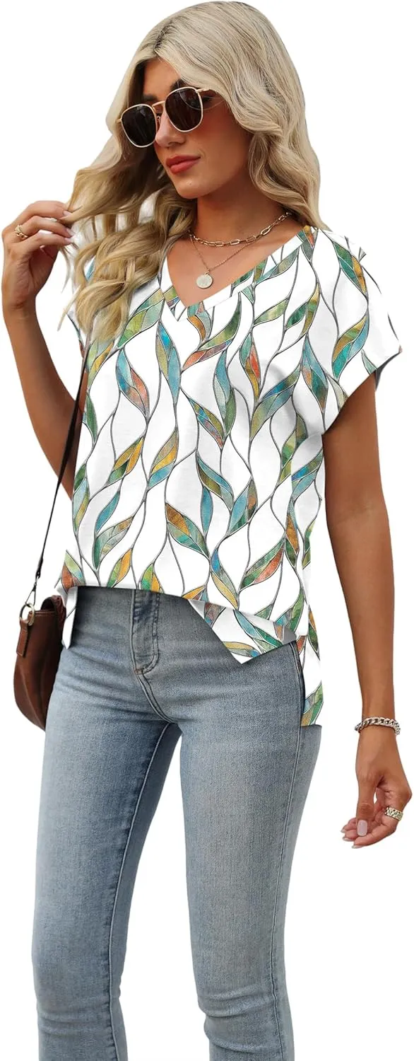 SAMPEEL Womens Summer Tops 2025 Cap Sleeve Trendy Tank Tops V Neck Loose Fit Shirts
