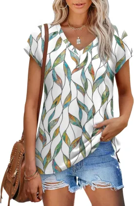 SAMPEEL Womens Summer Tops 2025 Cap Sleeve Trendy Tank Tops V Neck Loose Fit Shirts