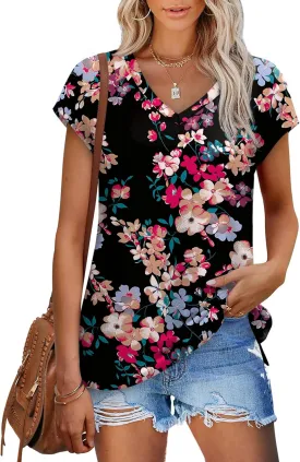 SAMPEEL Womens Summer Tops 2025 Cap Sleeve Trendy Tank Tops V Neck Loose Fit Shirts
