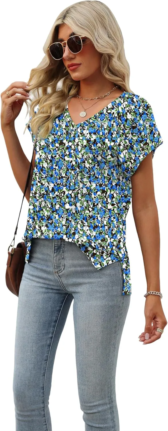 SAMPEEL Womens Summer Tops 2025 Cap Sleeve Trendy Tank Tops V Neck Loose Fit Shirts