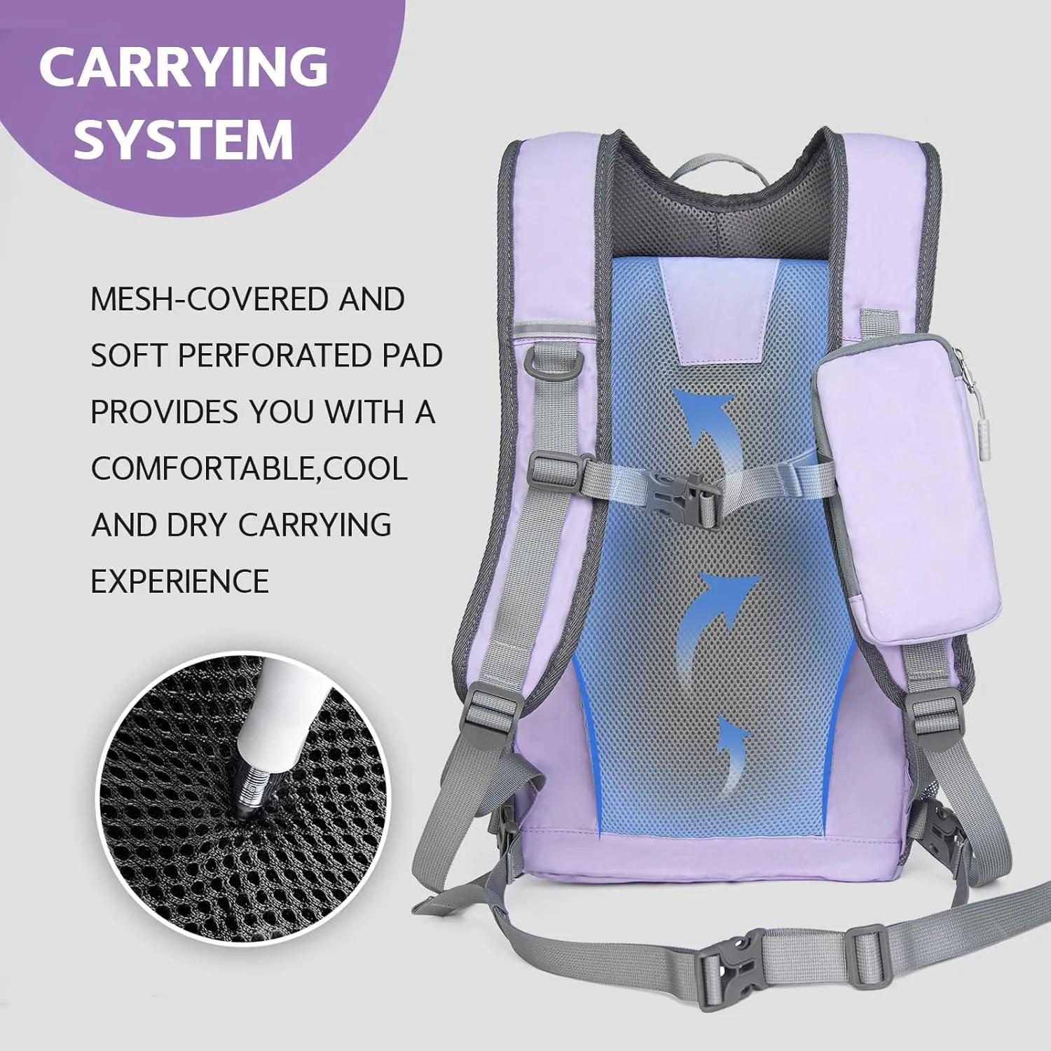 Small Hiking Backpack, 20L Lightweight Travel Backpack with Phone Pocket, Hiking Daypack for Women Men,Purple