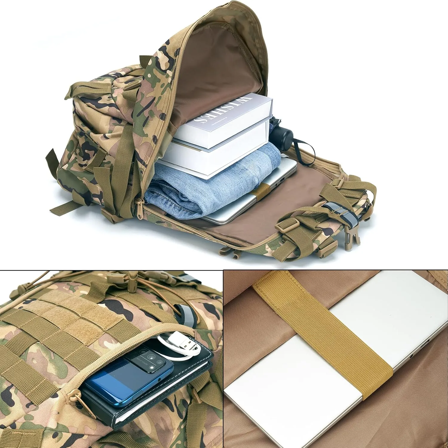 Tactical Backpack Military Molle Bag Camping Trekking Fishing Gym Traveling Motorcycle Hiking Daypack