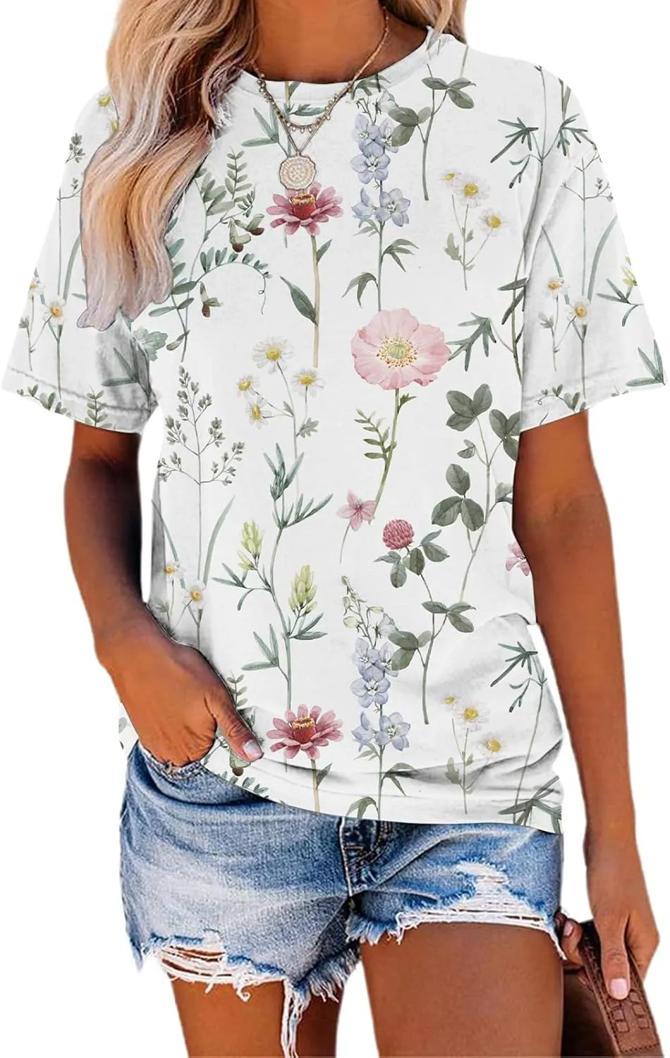 TAKEYAL Women Los Angeles Graphic T Shirts California Letter Print Short Sleeve Tee Loose Casual Tops
