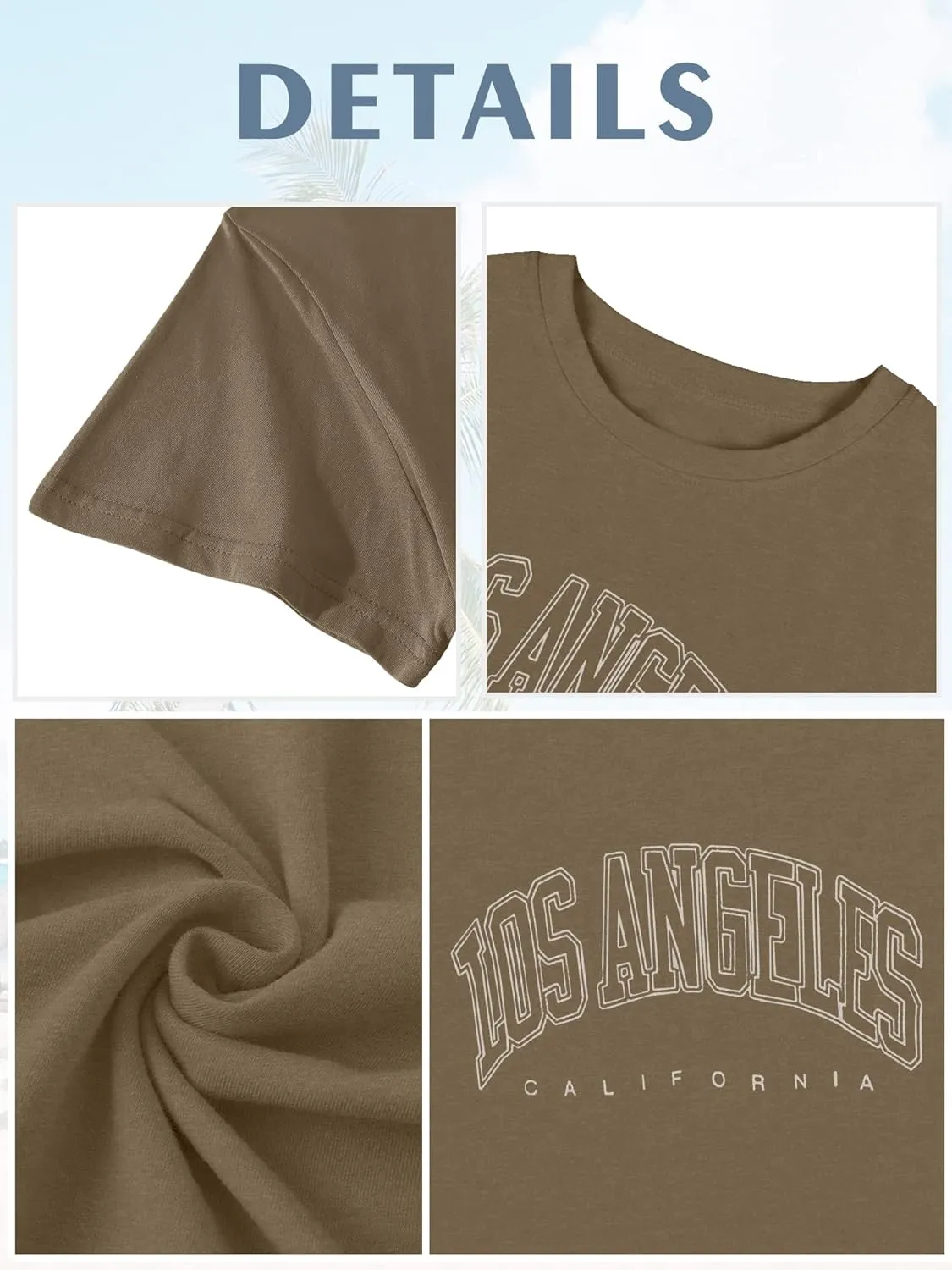 TAKEYAL Women Los Angeles Graphic T Shirts California Letter Print Short Sleeve Tee Loose Casual Tops
