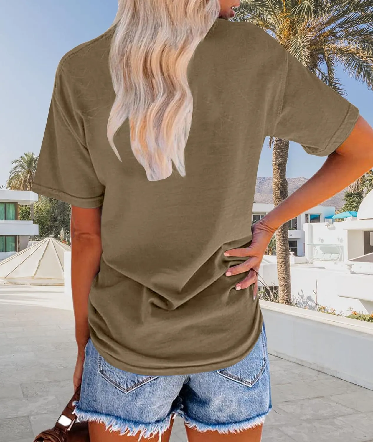 TAKEYAL Women Los Angeles Graphic T Shirts California Letter Print Short Sleeve Tee Loose Casual Tops