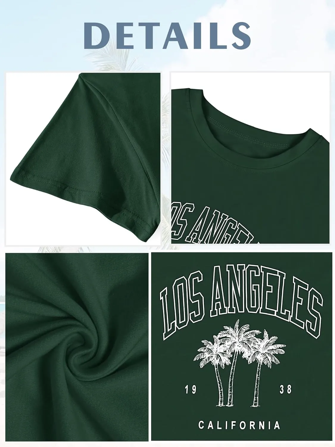 TAKEYAL Women Los Angeles Graphic T Shirts California Letter Print Short Sleeve Tee Loose Casual Tops