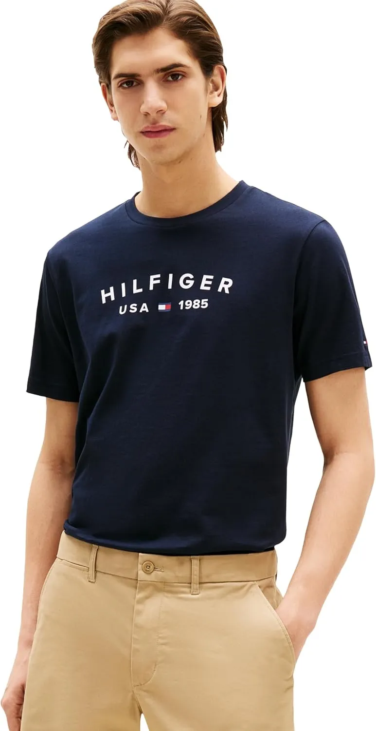 Tommy Hilfiger Men's Short Sleeve Cotton Graphic T-Shirts with Printed Logo
