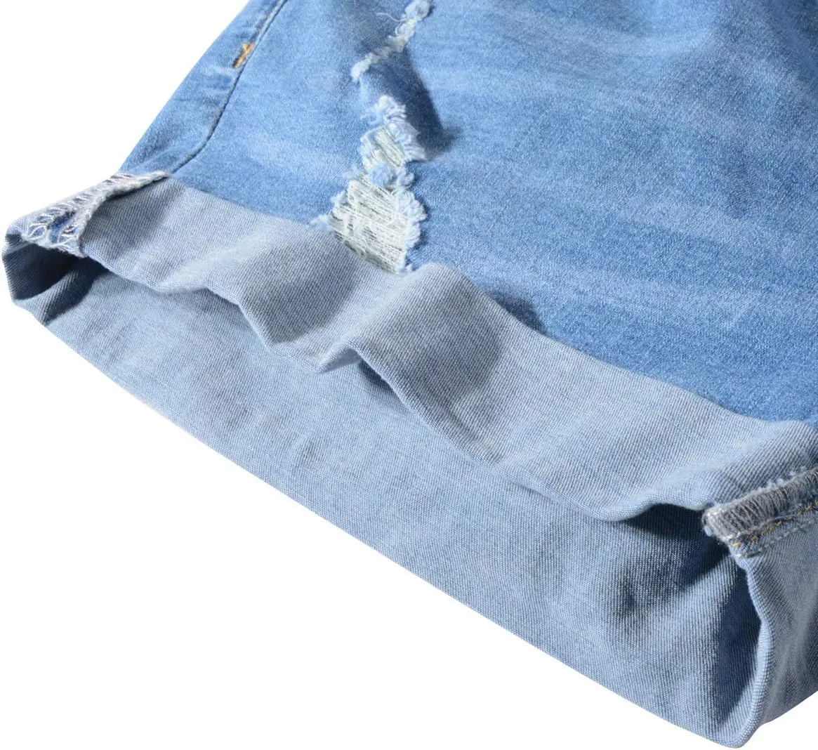 vanberfia Women's Stretchy Denim Mid Rise Jean Shorts with Pockets