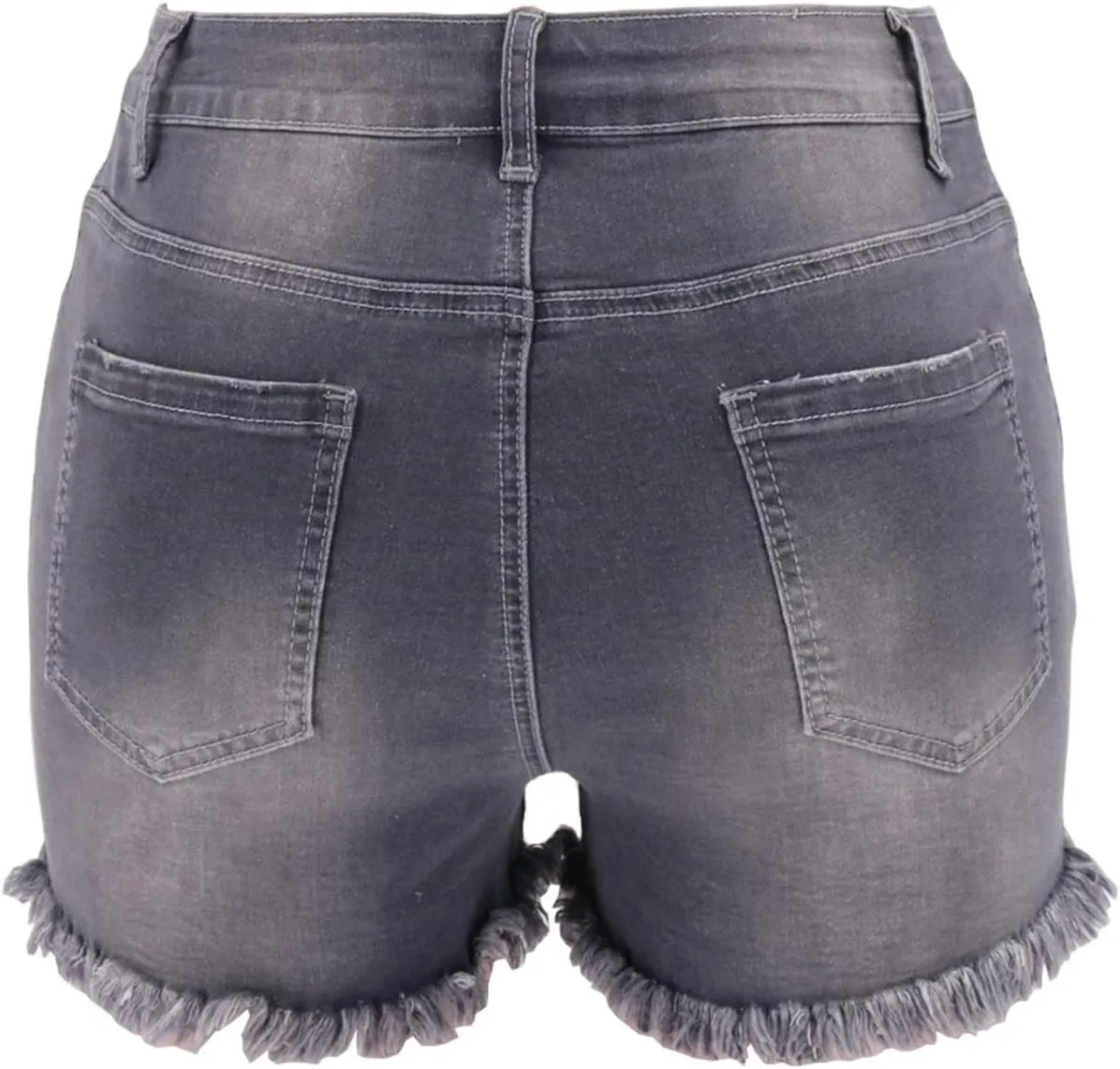 vanberfia Women's Stretchy Denim Mid Rise Jean Shorts with Pockets