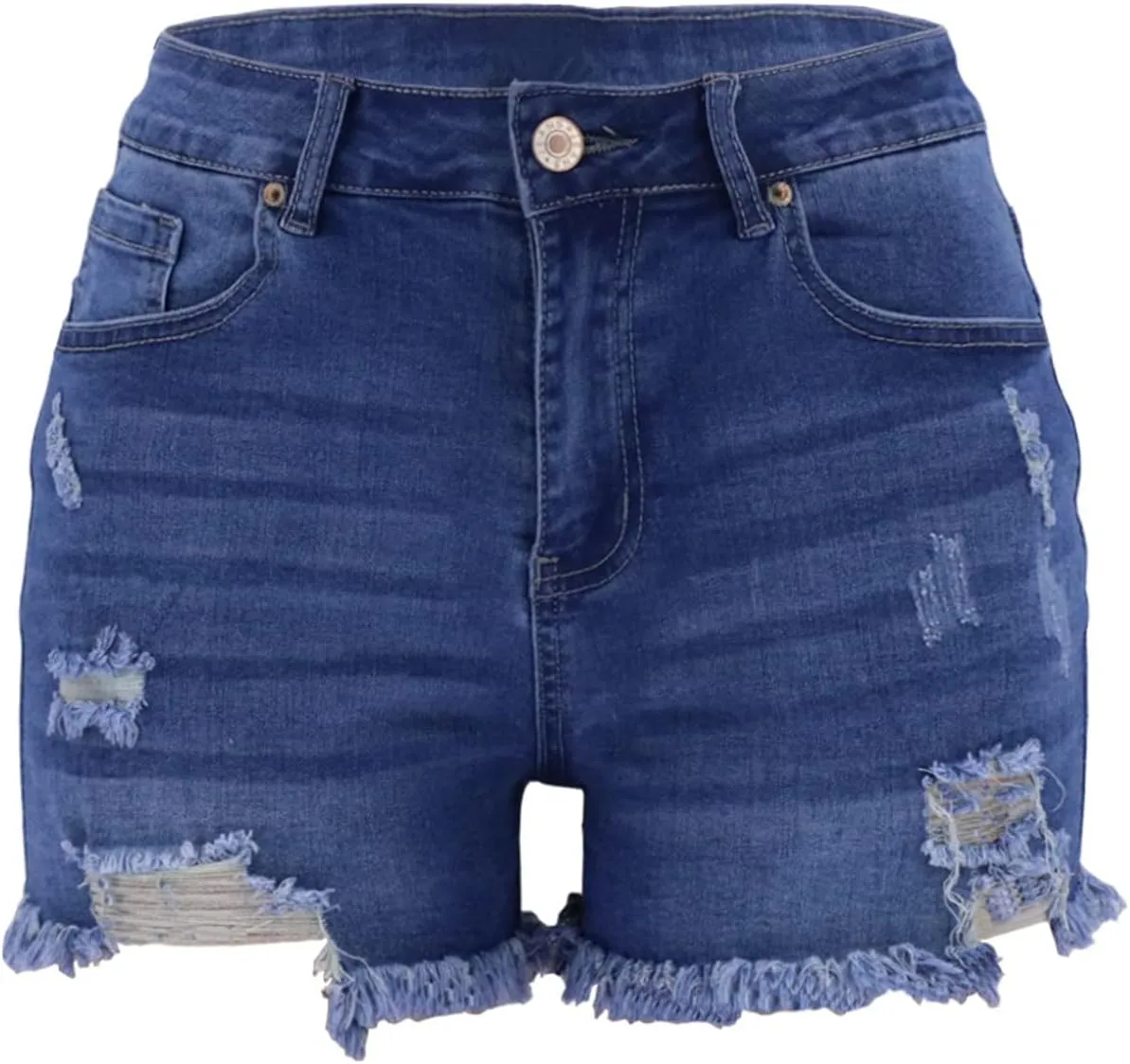 vanberfia Women's Stretchy Denim Mid Rise Jean Shorts with Pockets