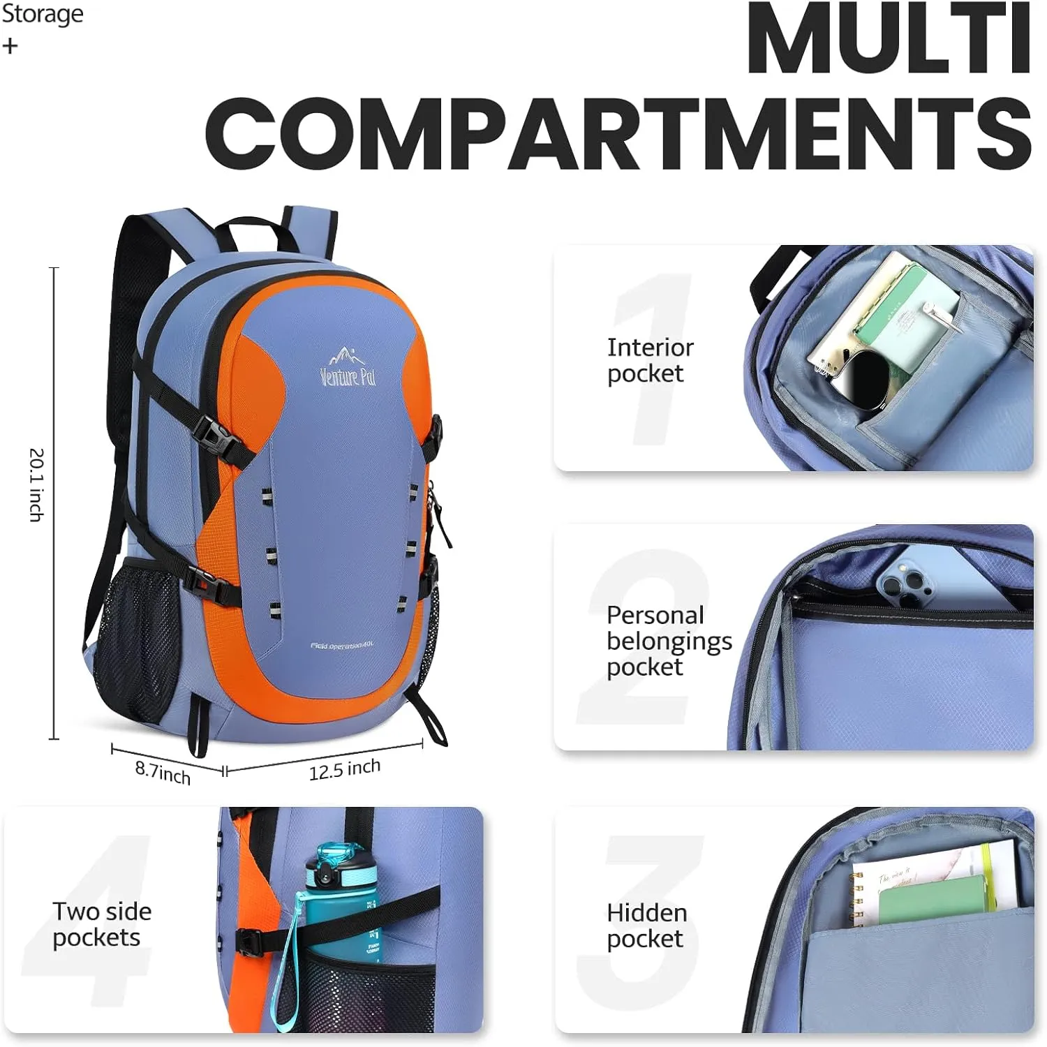 Venture Pal 40L Lightweight Packable Travel Hiking Backpack Daypack