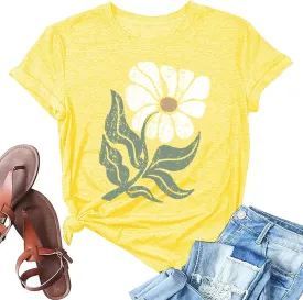 Wildflowers Shirt for Women Boho Vintage Floral T Shirts Inspirational Graphic Tees Summer Casual Tee Tops