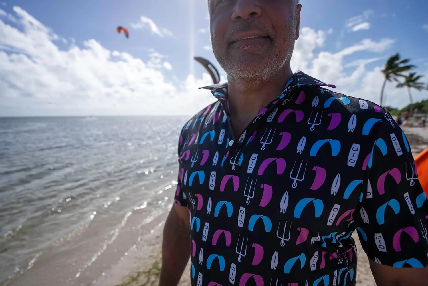 Wing/Foil Polo T-Shirt  Lightweight, Quick-Dry, UV Protection  Black or White  Mens & Womens S-XL