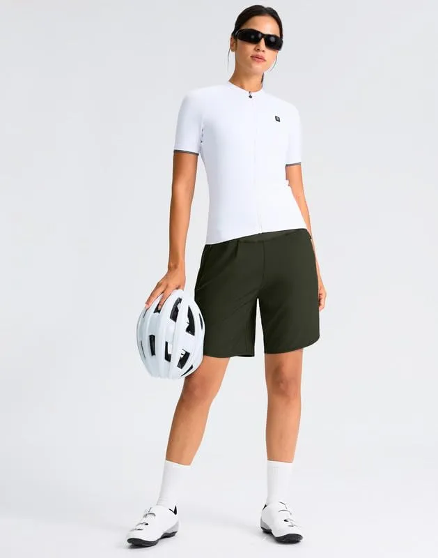 Women's Mountain Bike Shorts 4D Padded Cycling Shorts with Zipper Pockets High Waist Biking Riding Cycle Shorts