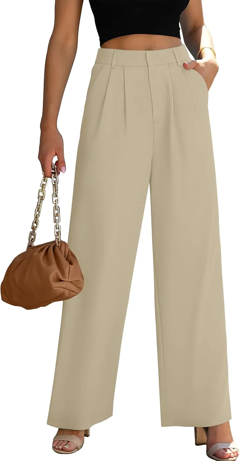 Women's Wide Leg Dress Pants High Waisted Business Casual Trousers Dressy Work Office Pants with Pockets