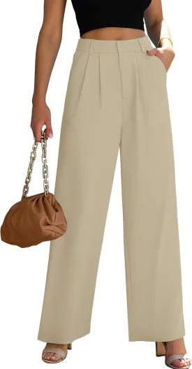 Women's Wide Leg Dress Pants High Waisted Business Casual Trousers Dressy Work Office Pants with Pockets