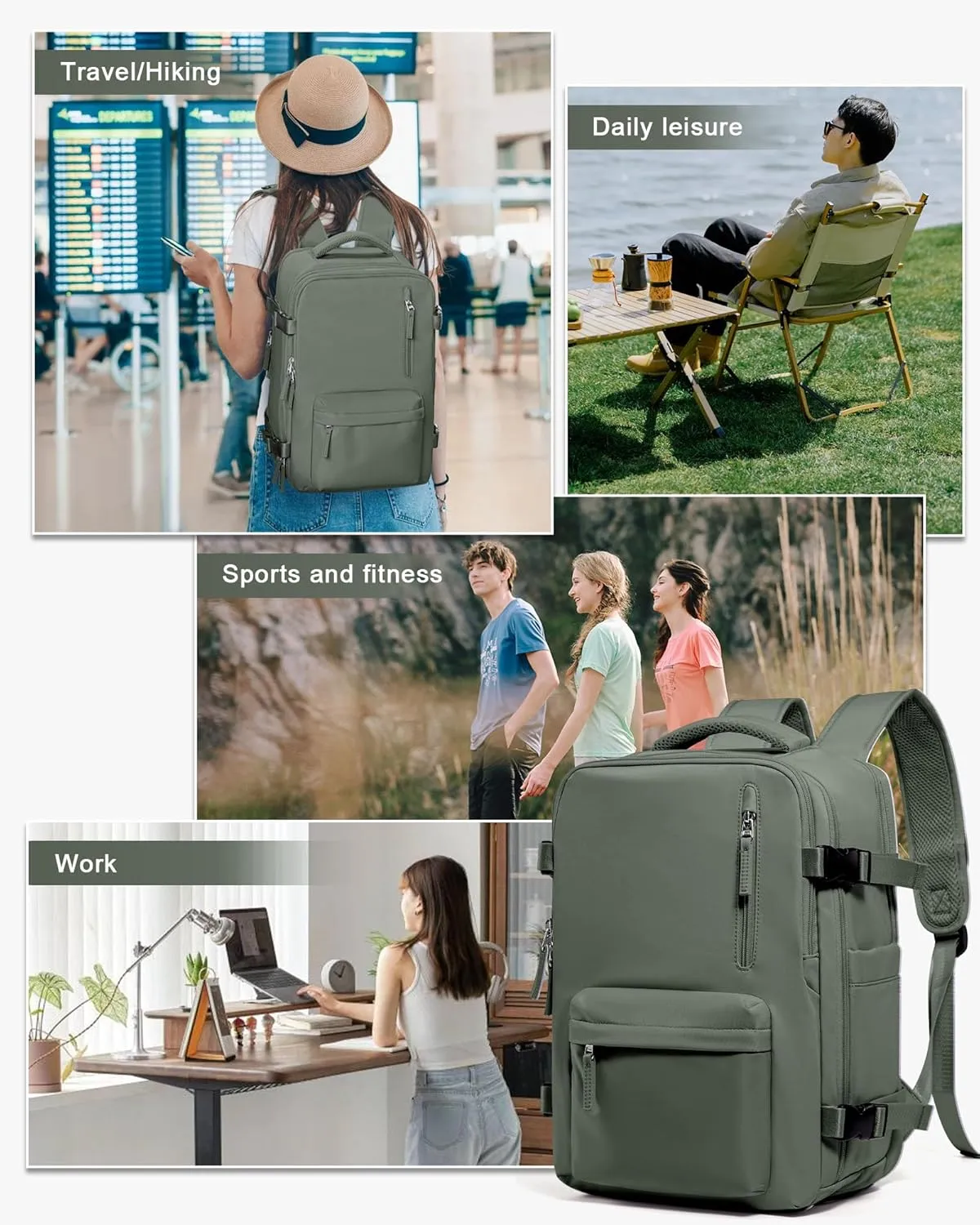 WONHOX Large Travel Backpack Carry on Flight Approved Laptop Work Business Backpack for Women Men Mochila de Viaje
