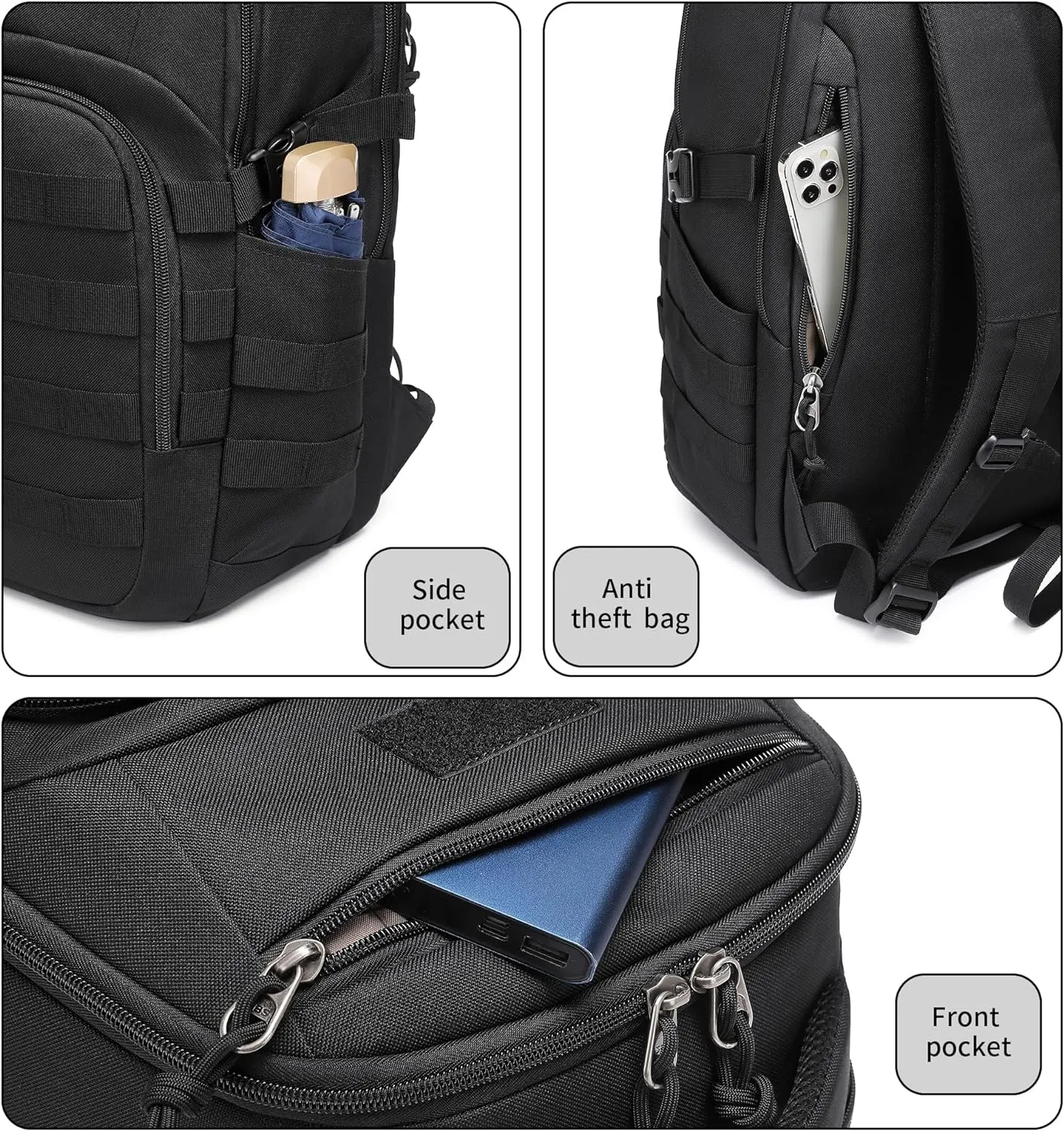 Wotony Military tactical backpack, backpack for men black small tactical assault bag