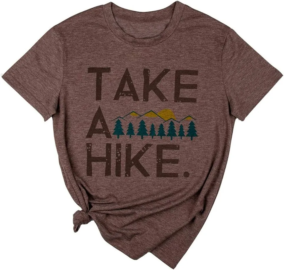 Xiaomomo Womens Take A Hike Printed Short Sleeves T-Shirt Casual Camping Hiking Graphic Tee Tops