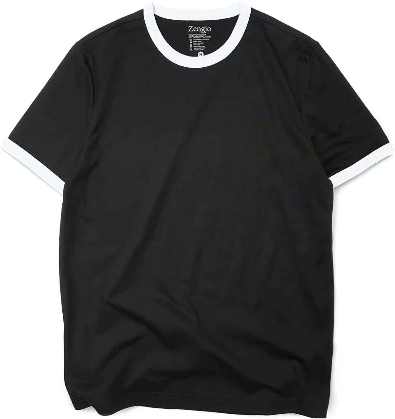 Zengjo Men's Ringer Tee Crewneck Athletic T Shirts Short Sleeve Sport Shirt for Men